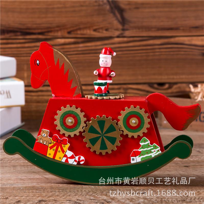 new products in stock supply christmas rocking horse music box bell music box wooden christmas gifts & crafts ornaments