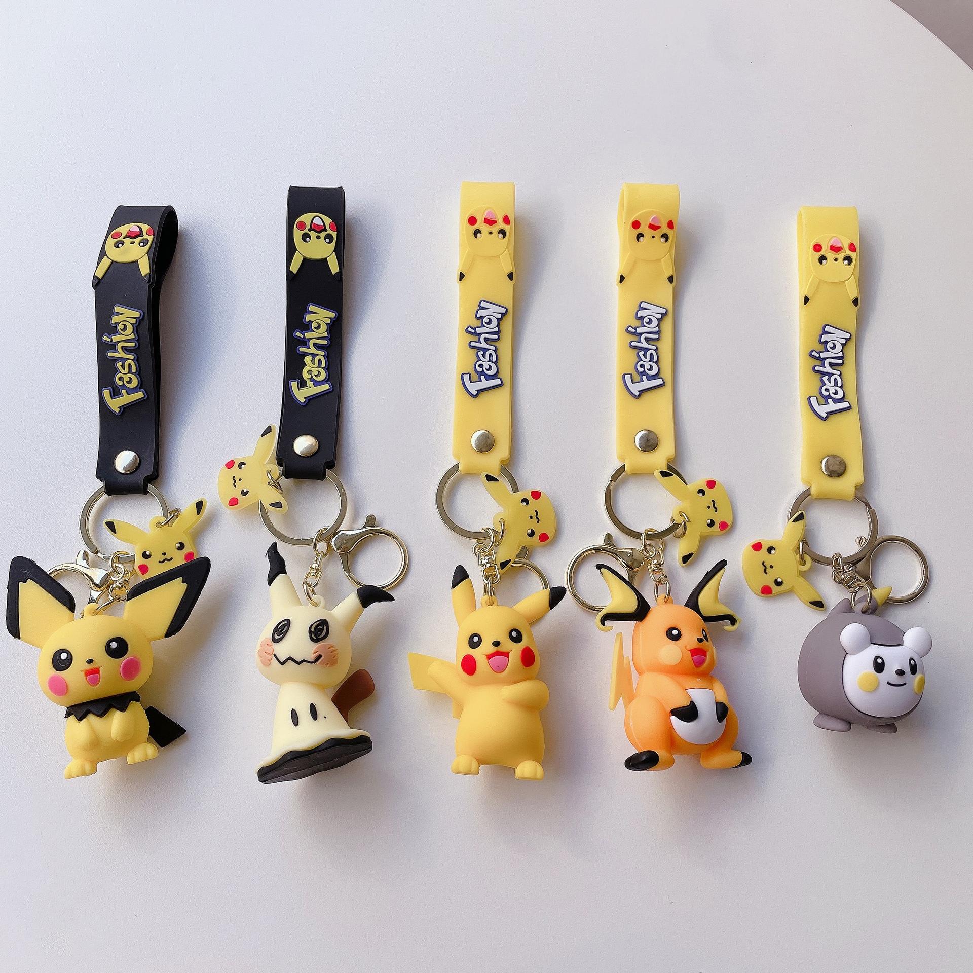 Creative Pokemon Pikachu Keychain Doll Pendant Cute Cartoon Car Couple Bags Key Chain Wholesale