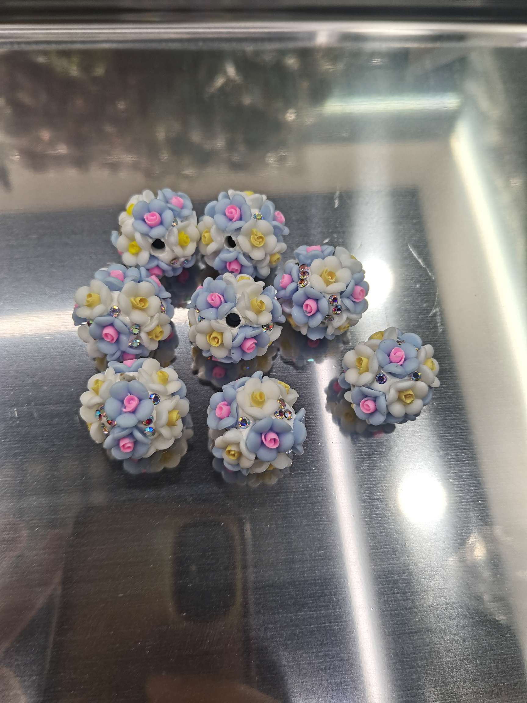 16N light blue resin two-color camellia ball accessory Specification image
