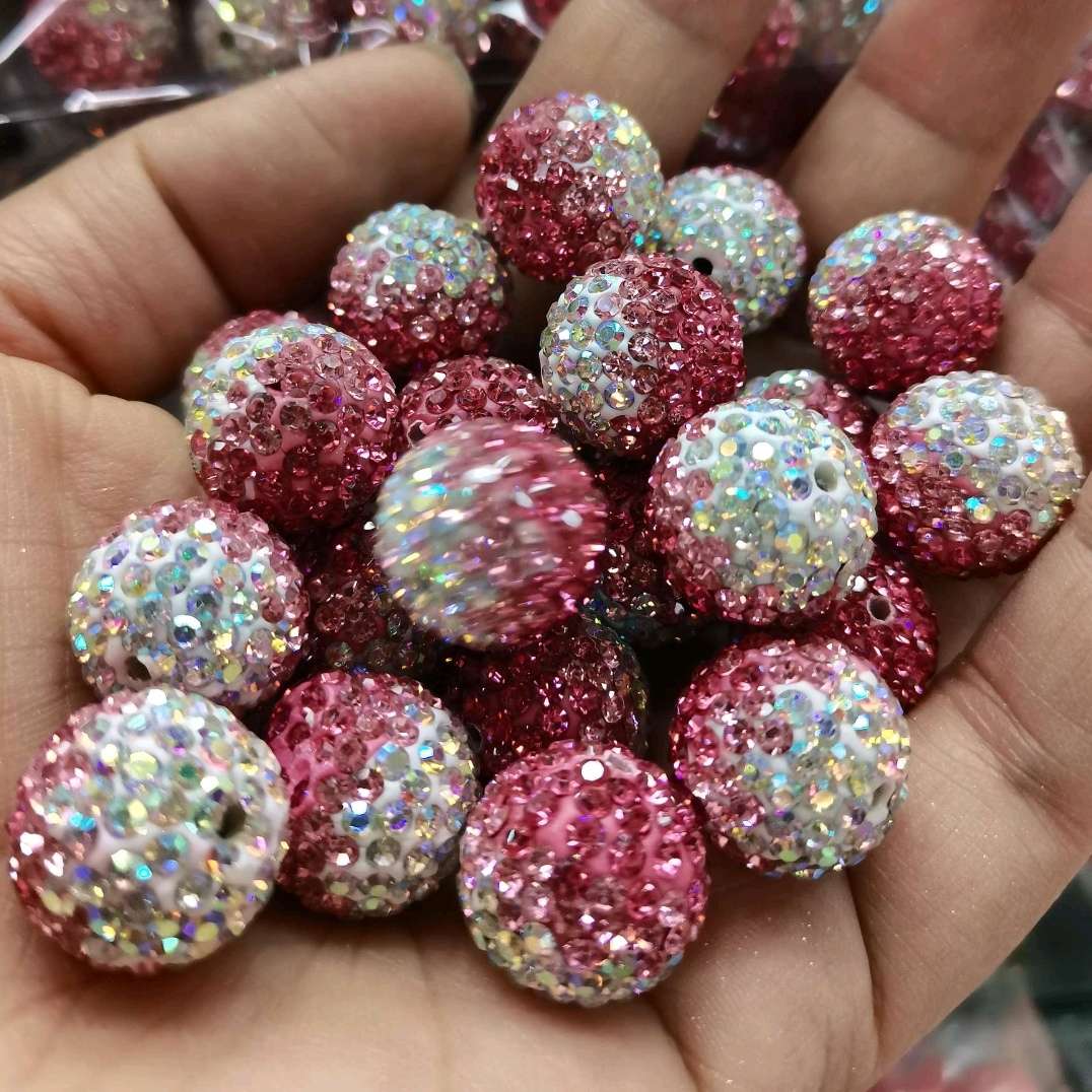 16N rose red light pink AB water diamond gradient color ball jewelry accessory Specification image