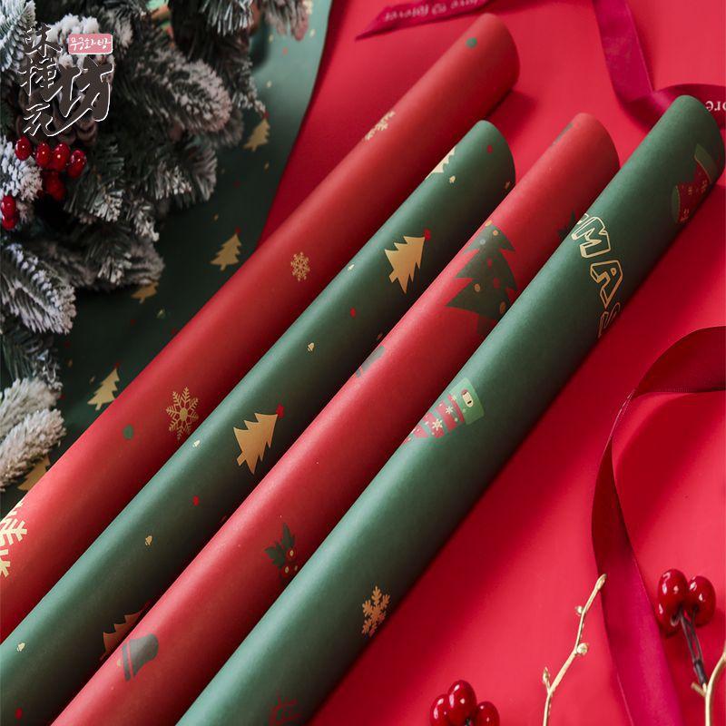 christmas flowers wrapping paper rose bouquet flower wrapping material waterproof thicken kraft paper christmas wrapping paper wholesale