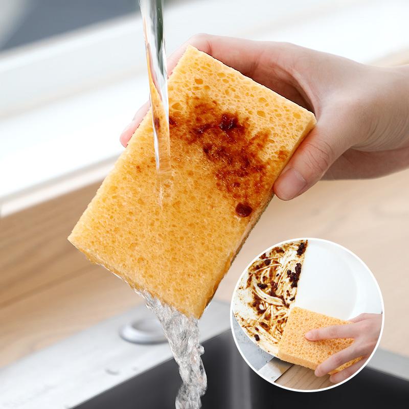 wood pulp cotton dishwashing sponge natural sisal rag kitchen cleaning dishwashing decontamination scouring pad