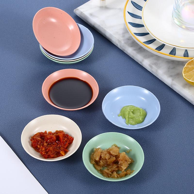 [Saucer Dish] Wheat Straw Bone Dish Household Seasoning Dish Restaurant Sna Dish Soy Sauce Dish Mustard Vinegar Dish