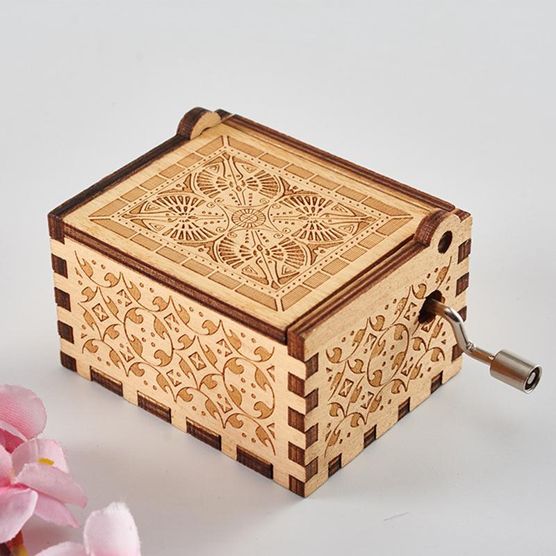 wooden hand-cranked music box toy stall decoration wholesale painted carved music box various styles boutique gift