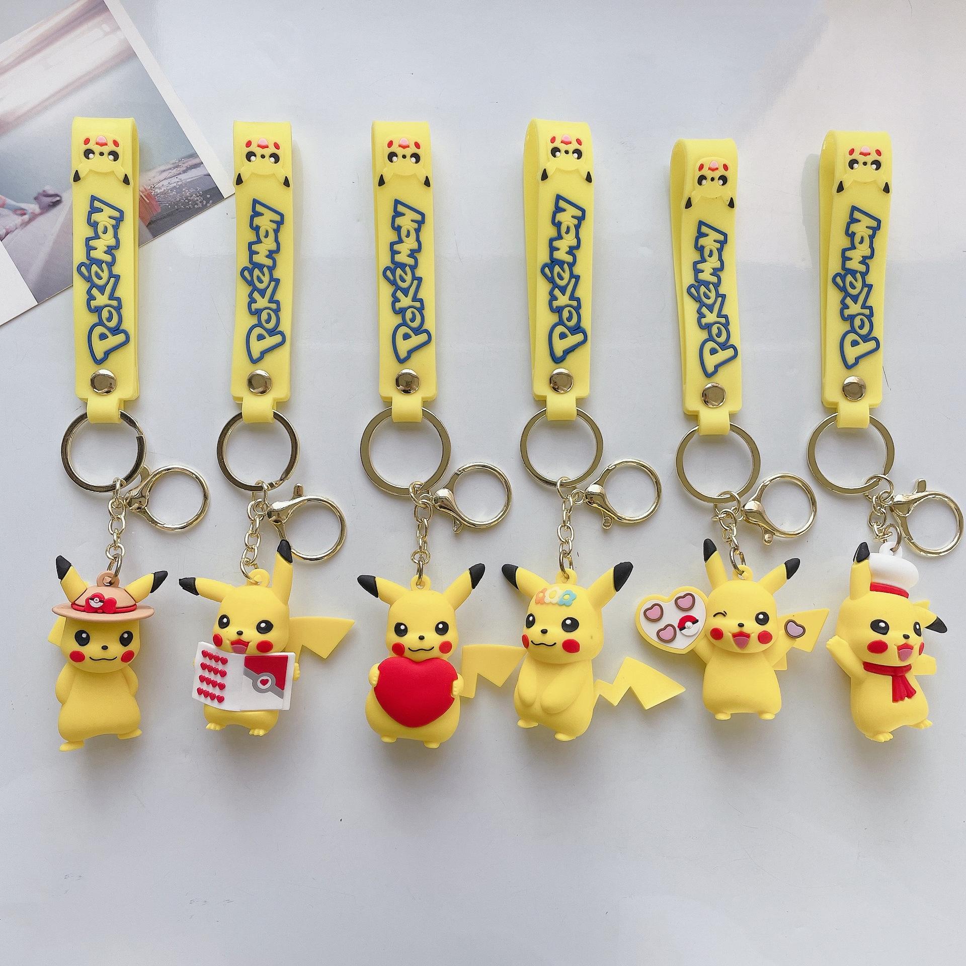 Creative Cartoon Pikachu Doll Keychain Pokemon PVC Car Key Chain Backpack Hanging Ornament Wholesale