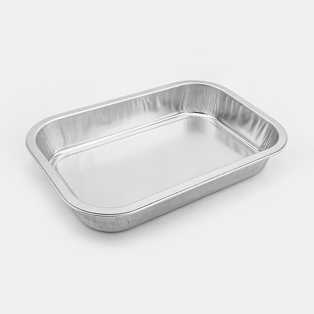 factory wholesale high-end restaurant take out take away tin tray customized silver rectangular prefabricated dish aluminum foil packaging container
