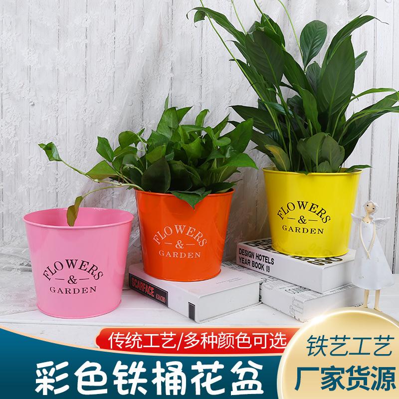 factory source color iron flower pot balcony decoration bonsai greenery pot iron flower pot sunflower flower pot