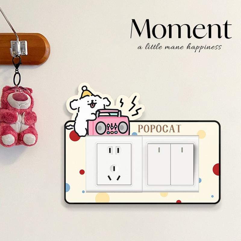 polka dot puppy switch sticker modern simple home switch decoration wall self-adhesive sticker waterproof moisture-proof socket protection cover