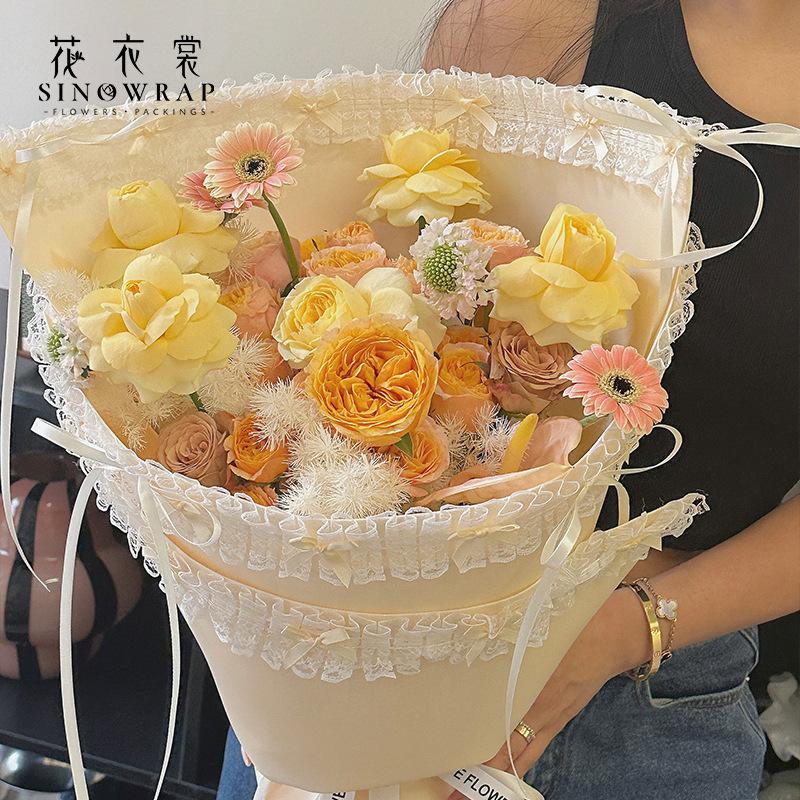 flower dress cute loli flowers wrapping paper lace bow lace foam cotton valentine's day wrapping paper