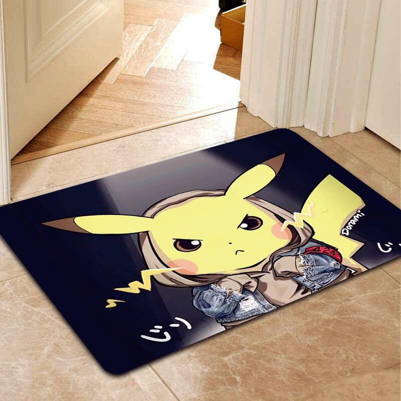 cartoon anime pokemon pikachu printed home bedside carpet home non-slip foot mat