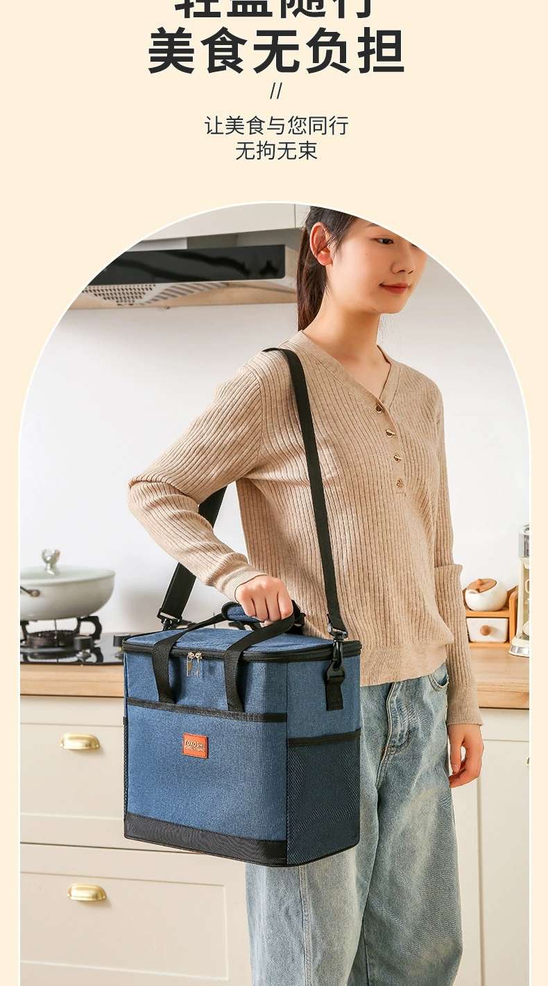Large insulated bag, thickened fresh-keeping ice pack, waterproof peva picnic insulated bag, takeout delivery box, portable picnic bag detail image 3