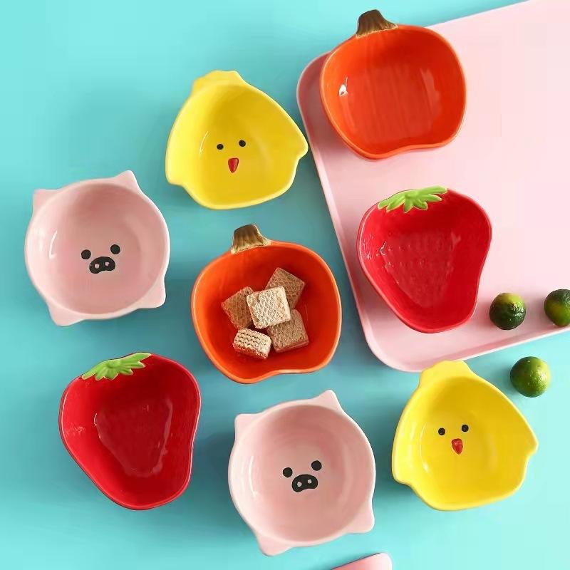 Cartoon Porcelain Saucer Saucer Dish Pastry Dessert Bowl Household Snack Dish Side Saucer Creative Seasoning Dish