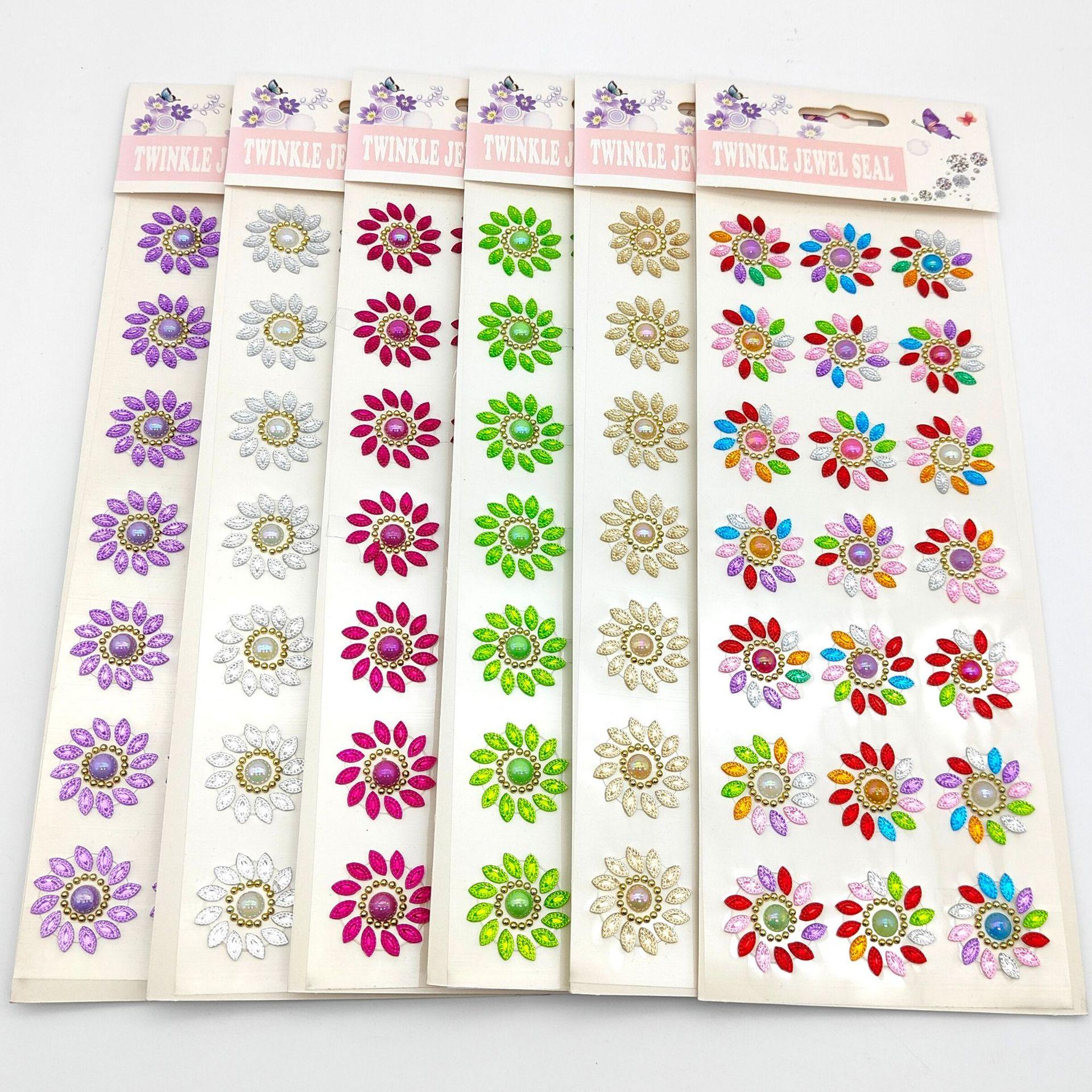 Children's Handmade Creative Acrylic Diamond Sticker Mobile Phone Decoration Steam SUNFLOWER Petal Car Shape Gem Diamond Sticker
