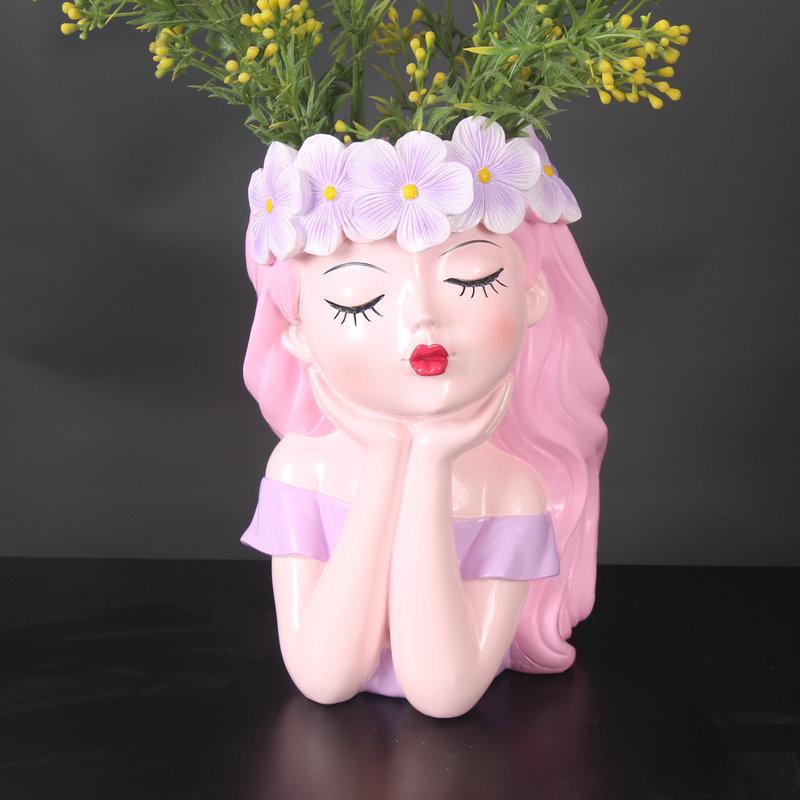 girl fairy flower creative succulent flower pot small fresh vase living room tv cabinet dried flower decoration resin decorations full figure