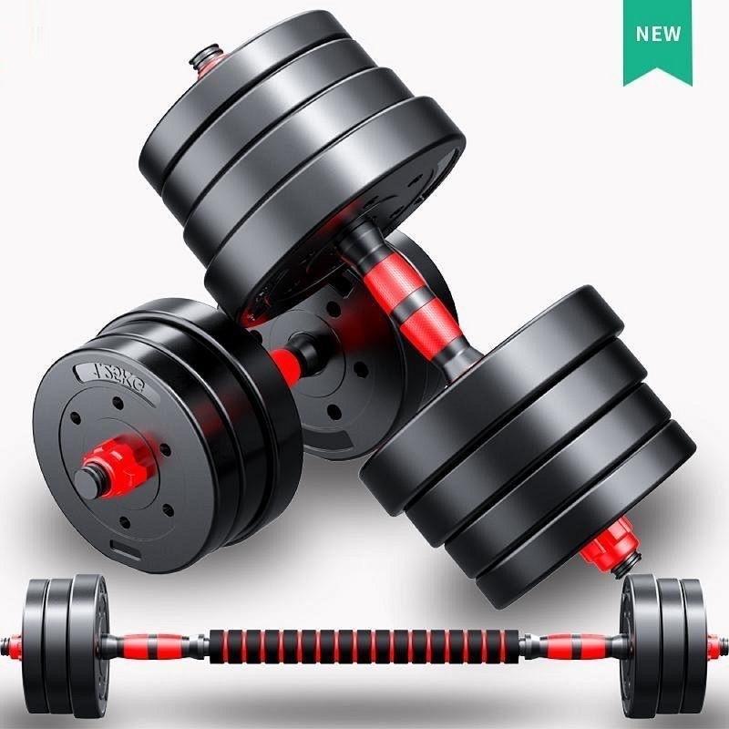 dumbbell men's home fitness equipment adjustable weight solid 20kg rubber-covered barbell suit combination detachable