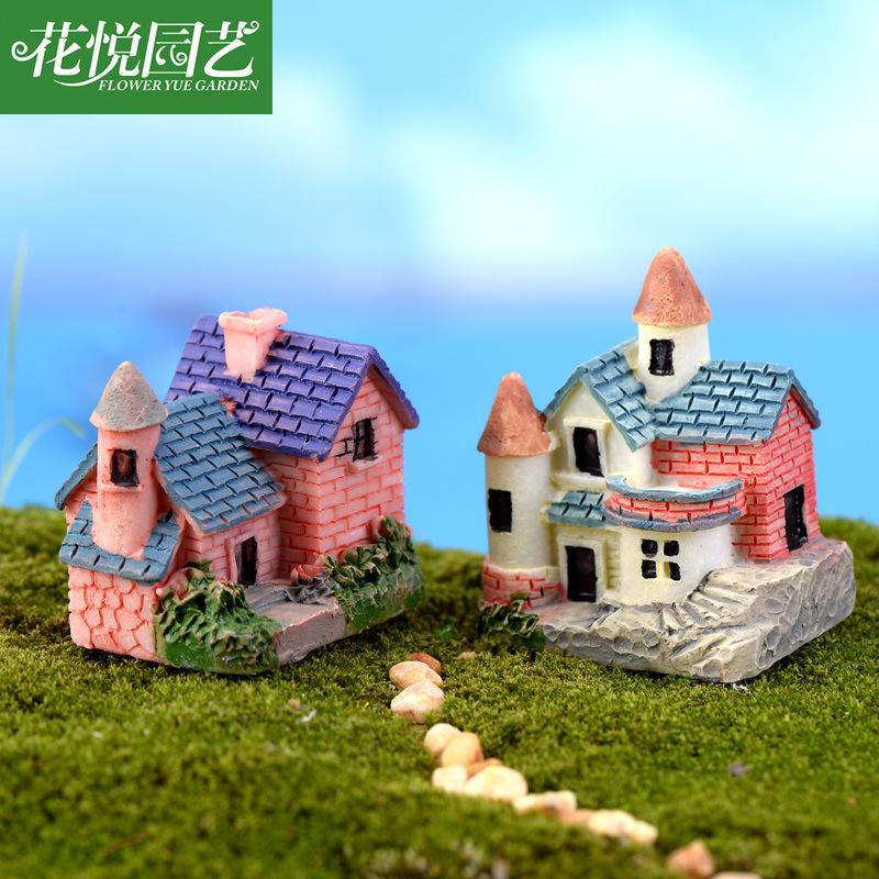 Moss Micro ndscape Succulent Flower Pot Decoration Mini Bri Tile Vil Small House Model DIY Material