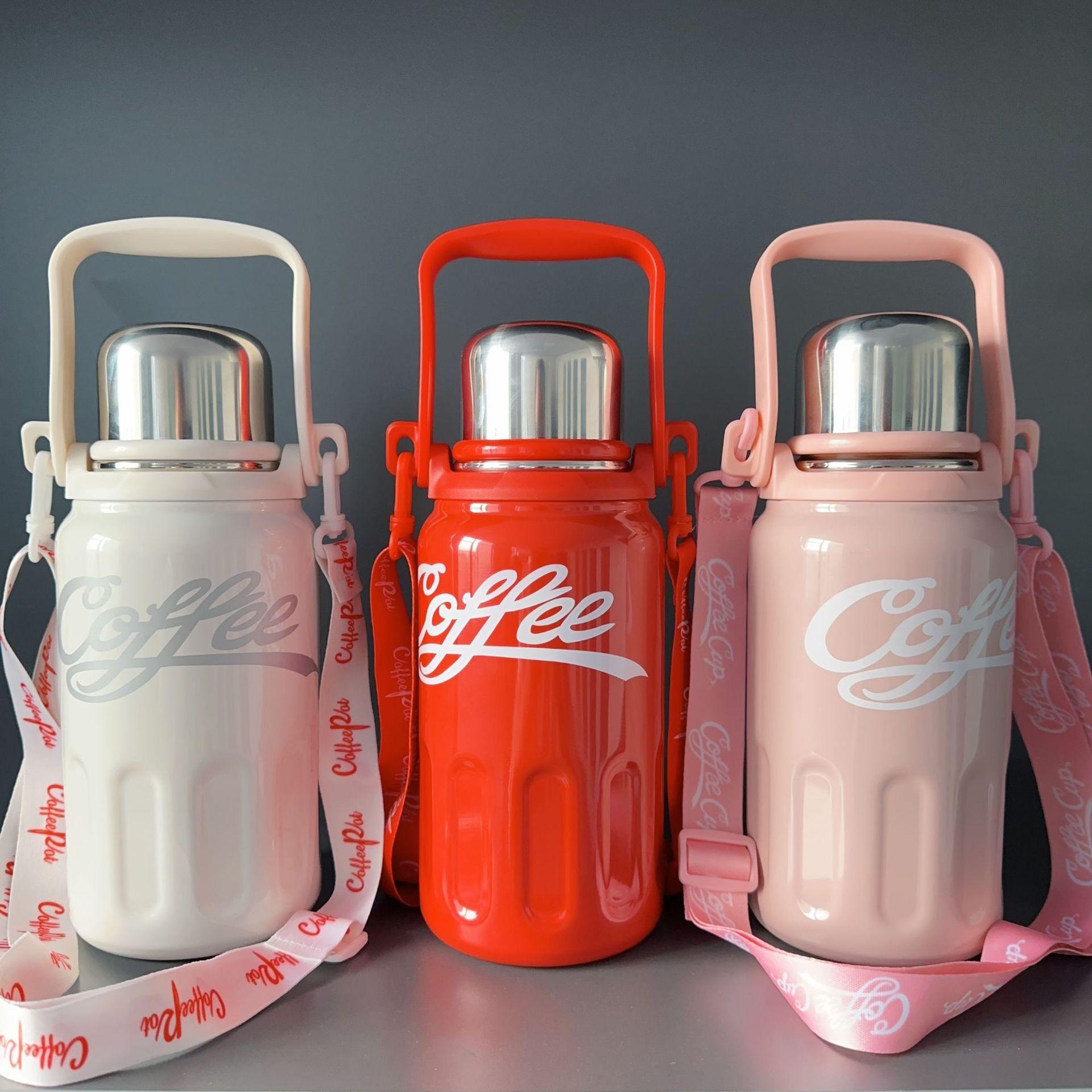 2023 large capacity vacuum cup large water cup girls 2023 new stainless steel kettle male coca-cola