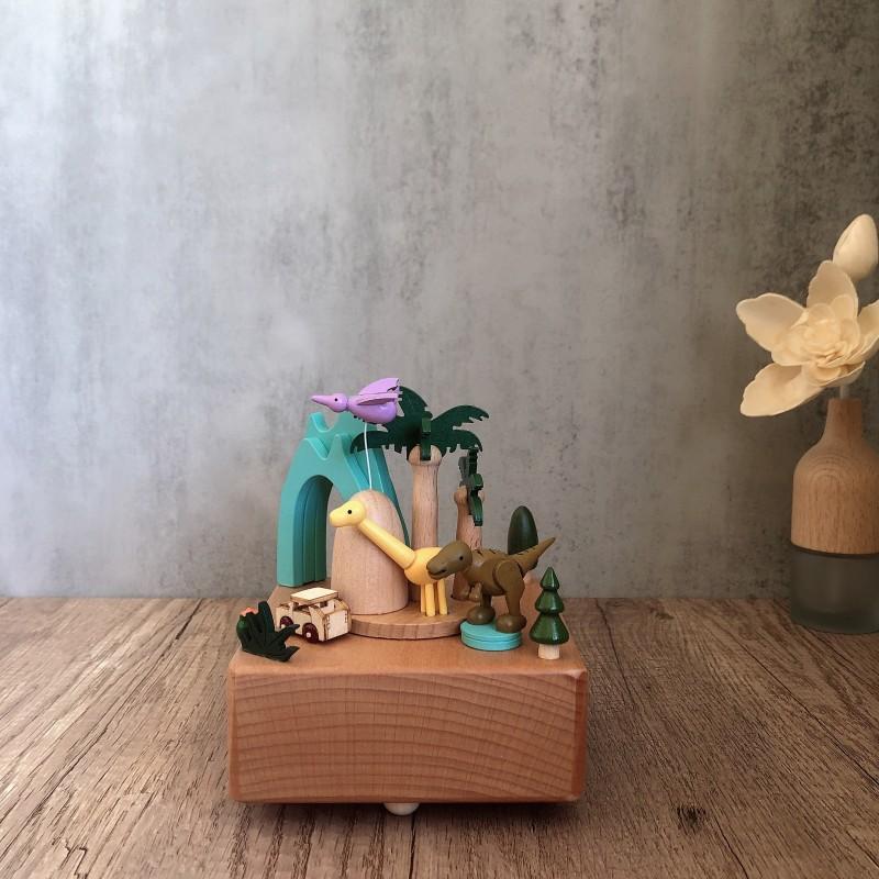 jurassic dinosaur wooden music box micro landscape creative gift music box solid wood ornaments boy children gift thumbnail
