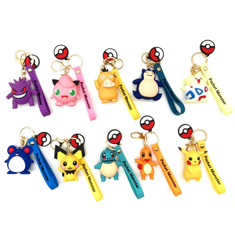 Cross-Border Pokemon Pikachu Keychain Squirtle Pendant Cute Creative Cartoon Pokémon Charms Hangings