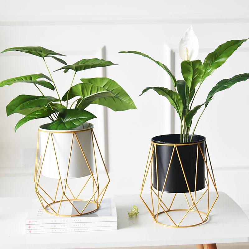 nordic iron flower pot creative nordic iron flower stand nordic style geometric iron bucket flower rack bracket metallic iron stand
