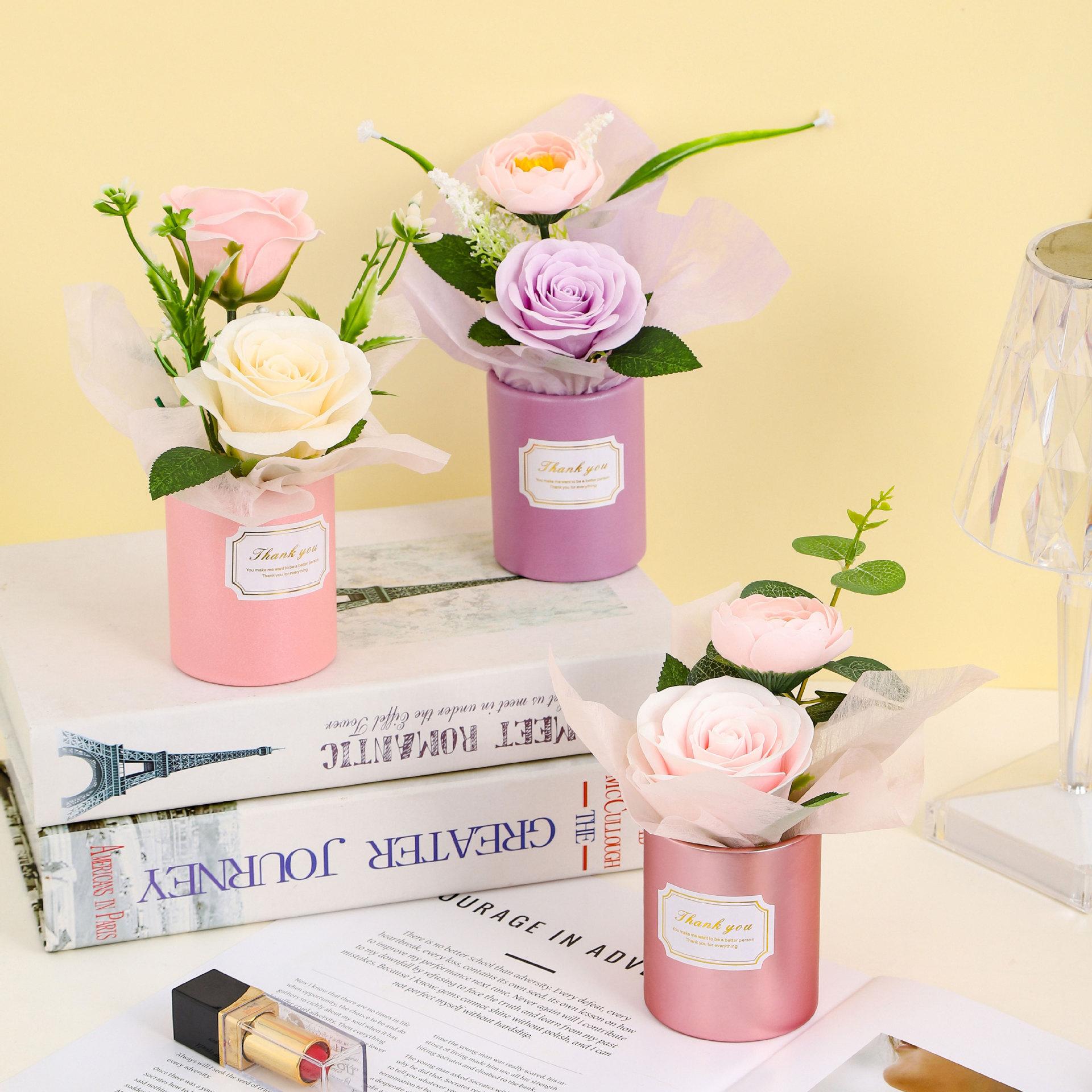 valentine's day gift flower pot artificial flower ins style immortal soap flower gift creative birthday gift wholesale