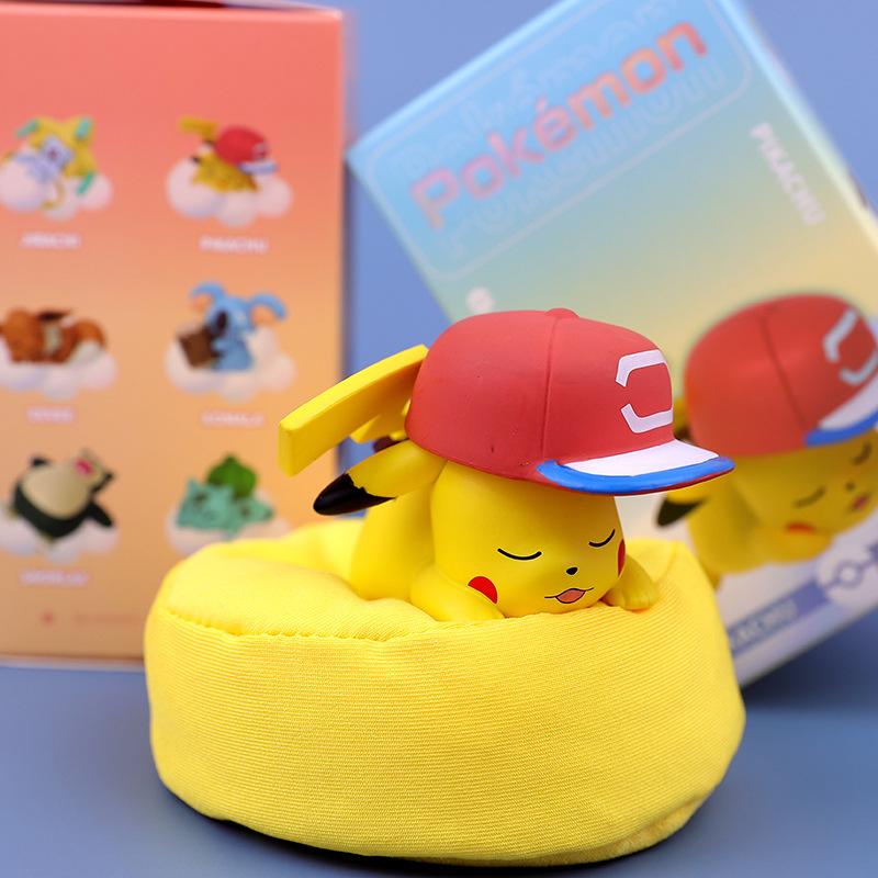 langbowang genuine pokemon decoration trendy blind box pikachu car model handmade toy toy small gift