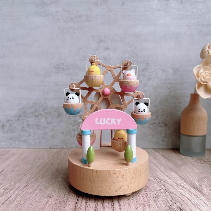 lucky ferris wheel music box ornaments rotatable music box handmade wooden music box girls birthday gifts