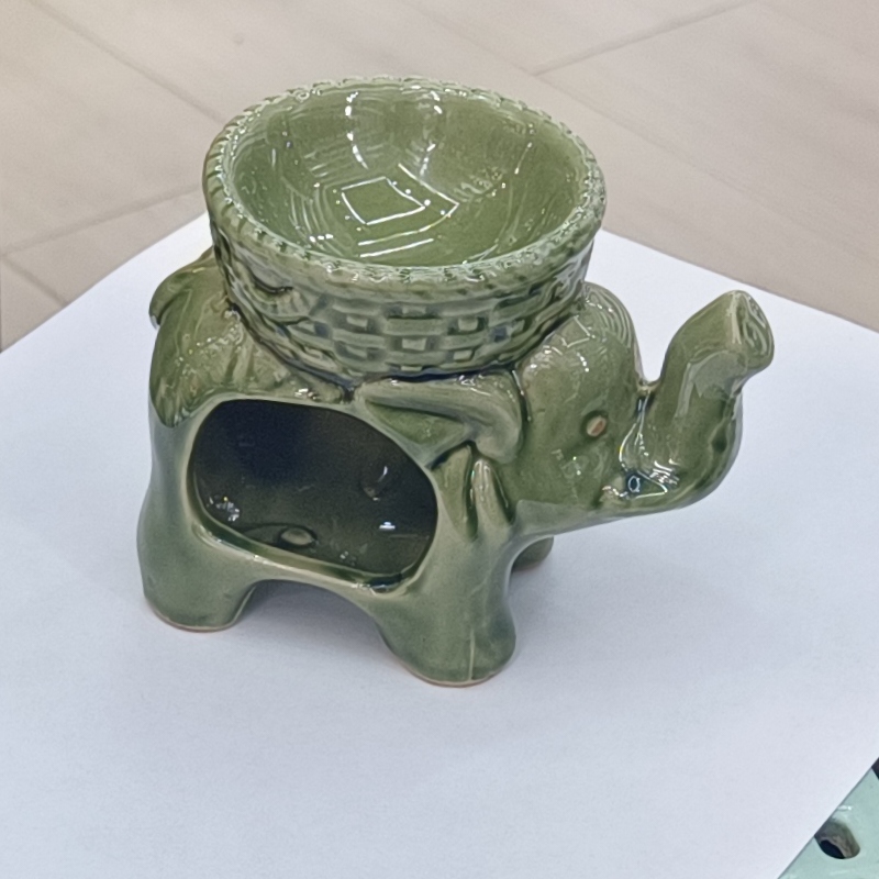 一件陶瓷工艺品军绿色大象香炉家居节日礼品香薰炉详情图4
