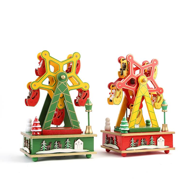 Factory Direct Sales Wooden Christmas Ferris Wheel Music Box Gift New Children Christmas Ferris Wheel Music Box