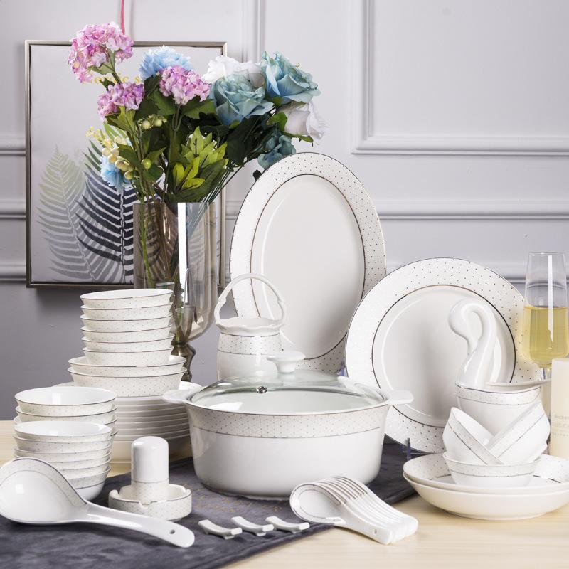 tableware suit wholesale jingdezhen ceramic tableware 60 heads star avenue european style tableware bowls and dishes suit printing