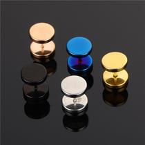 Fashion Titanium Steel Barbell Stud Earrings Men Women Stainless Steel round Cake Dumbbell Earrings Earring Accessories Manufacturer Sales