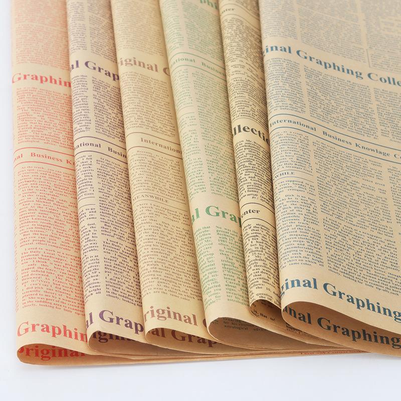 large quantity and excellent price factory wholesale flowers wrapping paper material floral gift packaging retro english newspaper 40 sheets/bag