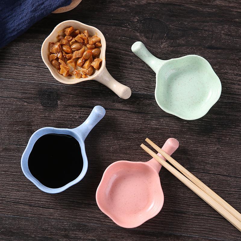 Wheat Straw Seasoning Dish Small Creative Saucer Mini Seasoning Butterfly Vinegar Dish Sauce Dish Side Dish Drop-Resistant Plastic Dish