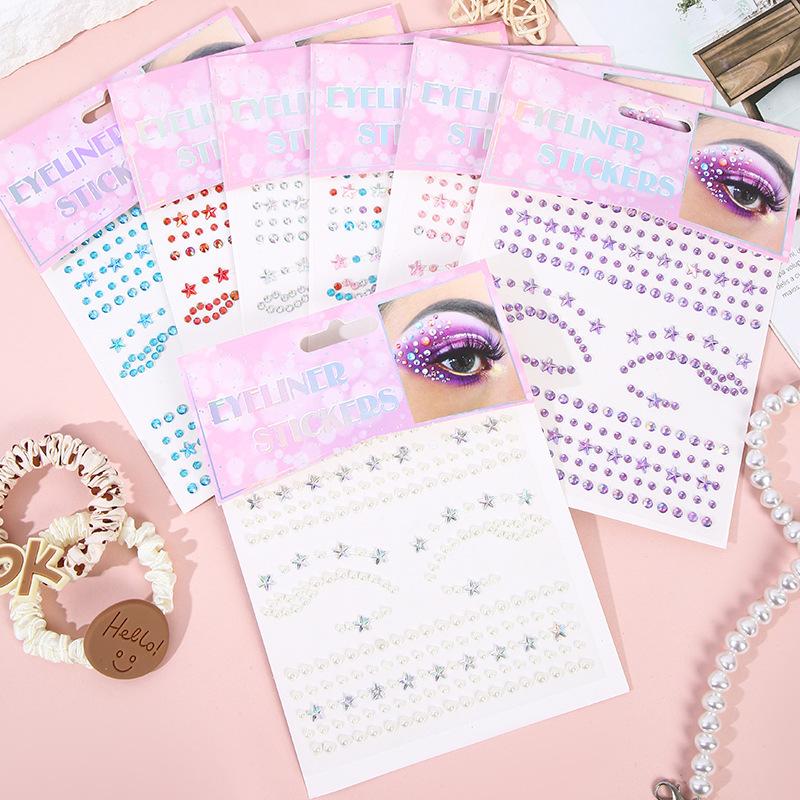 cross-border hot sale face decoration diamond sticker eye diamond sticker pearl stickers face diamond sticker stage performance rhinestone stick rhinestone diamond sticker diamond
