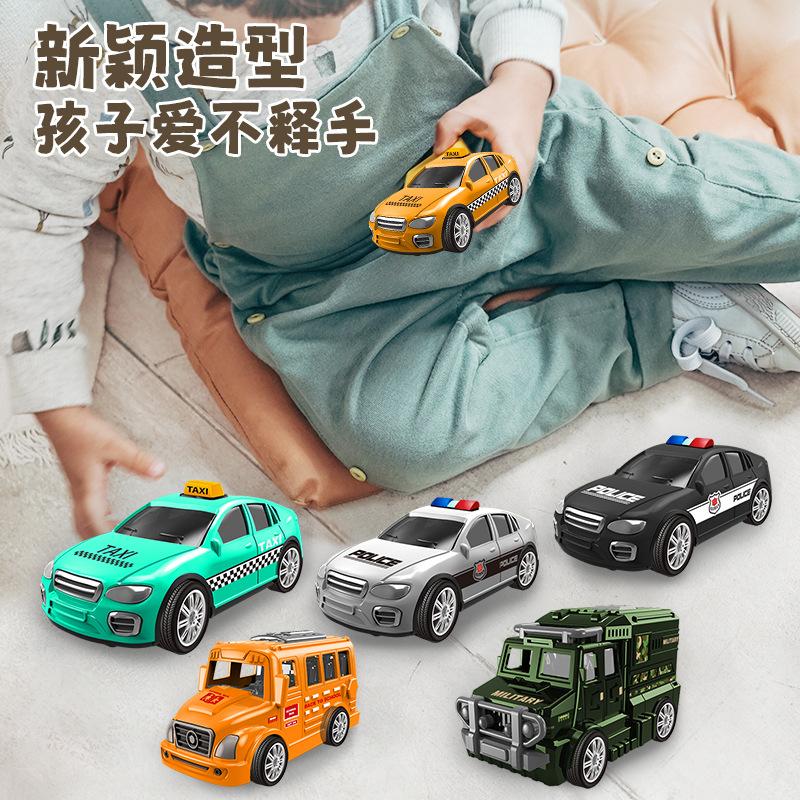 Cross-Border Children's City Service Inertial Vehicle Drop-Resistant Toy Car Open Door Retro Bus School Bus Taxi Ambulance