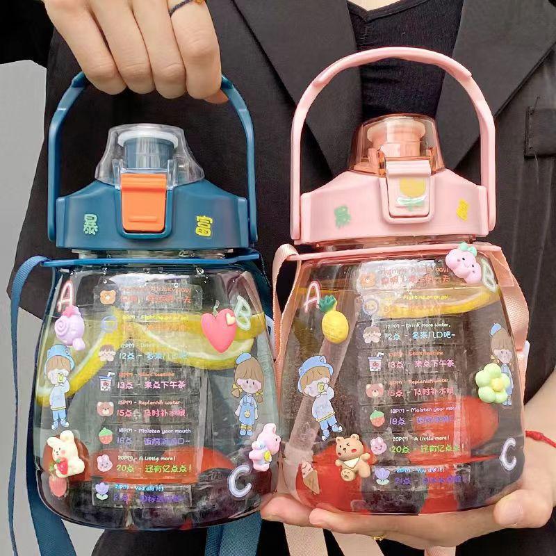 Big Belly Cup Tik Tok Live Stream Net Red High Color Value 1300ml Large Capacity Plastic Sippy Cup Big Belly Water Cup Kettle