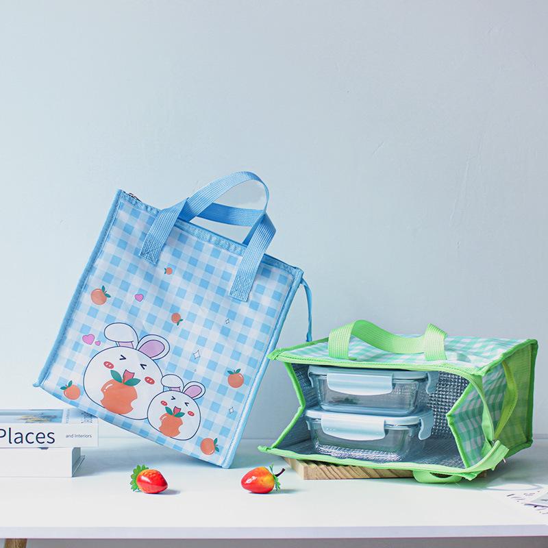 cartoon lunch bag double side pocket lunch box bag student lunch break lunch bag with meals insulated bag portable lunch bag