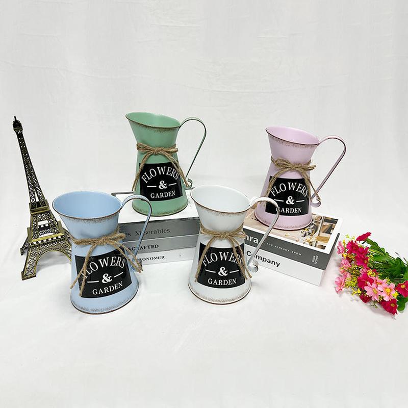 idyllic and retro distressed milk pot flower arranging bucket iron vase wrought iron flower pot flower arrangement cylinder garden