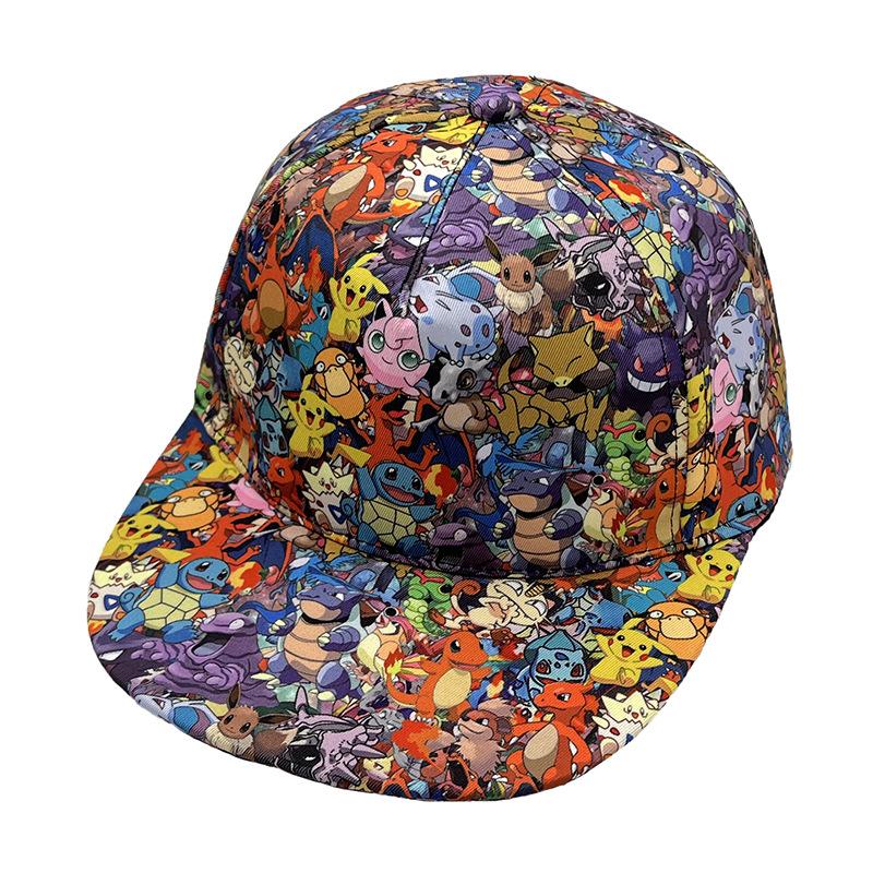 Pokemon Pokemon Hip Hop Baseball Cap Pet Elf Pikachu Flat-Brimmed Cap Head Circumference 58cm
