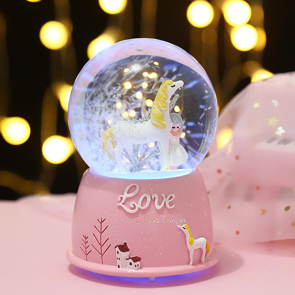romantic luminous snow crystal ball music box music box children birthday gifts for men and women girlfriends' gift student couple