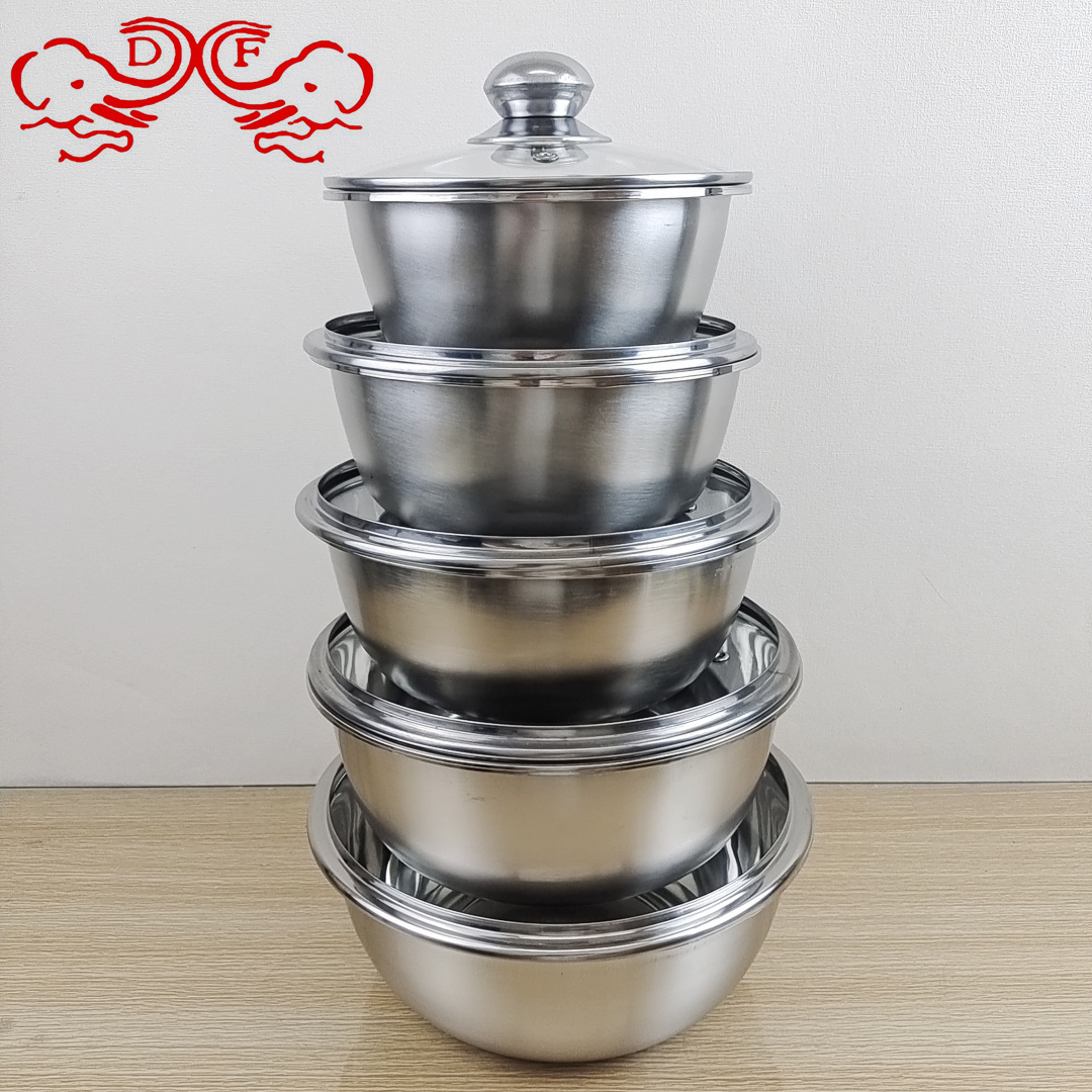 DF99060 and basin Stainless steel basin with cover Kneading basin Hair basin non-stick noodles Household kitchen baking DF TRADINGHOUSE full figure