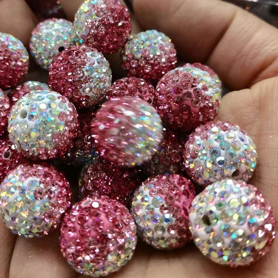 16N rose red light pink AB water diamond gradient color ball jewelry accessory details Picture