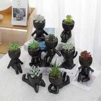 Cross-Border Household Ceramic Small Figure Flower Pot Desktop Creativity Ceramic Succulents Vase Container Crafts Nordic