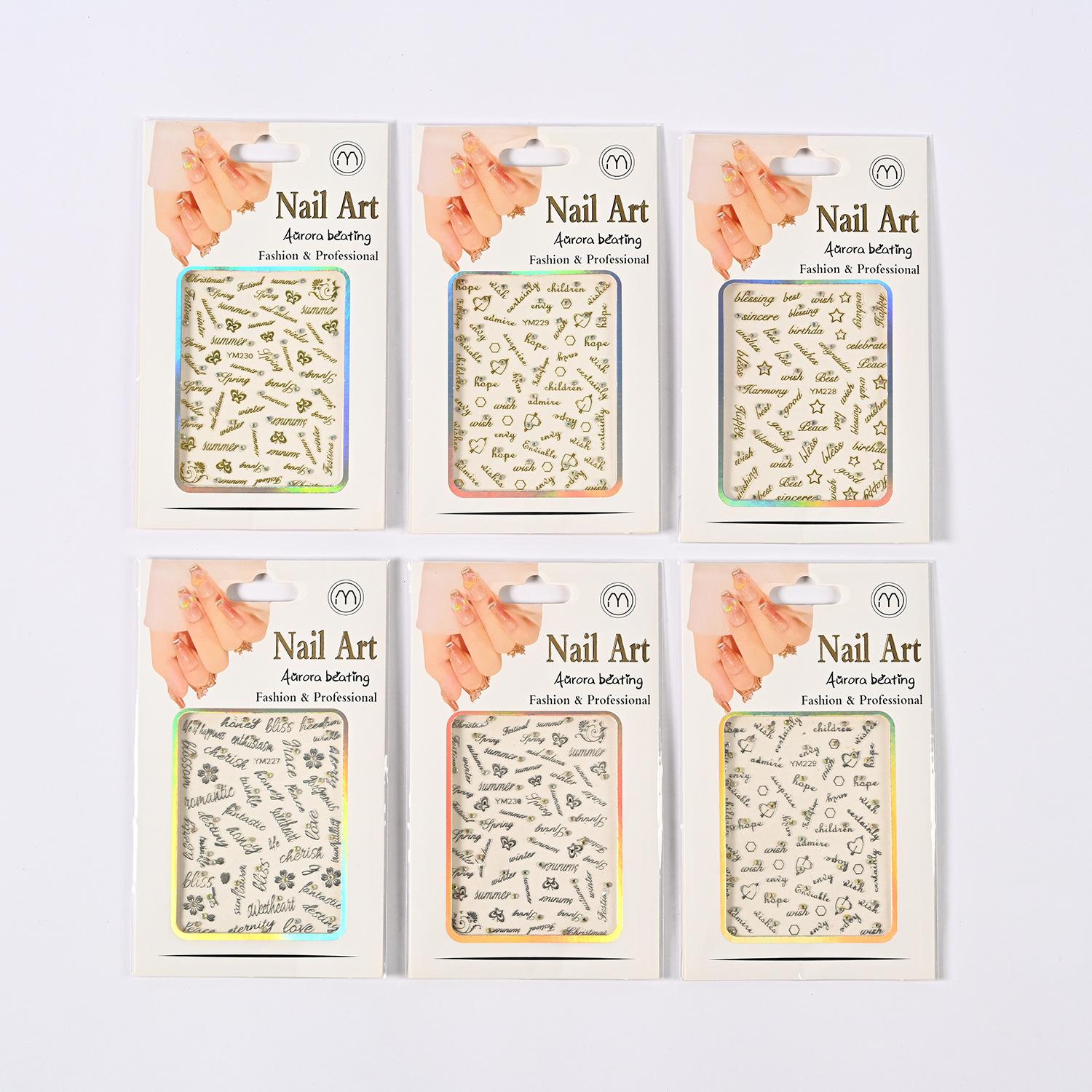 Hot 3D Nail Stickers Tattoo Sticker Nail Decals 2022 Exquisite Nail Beauty Applique Nail Sticker Wholesale