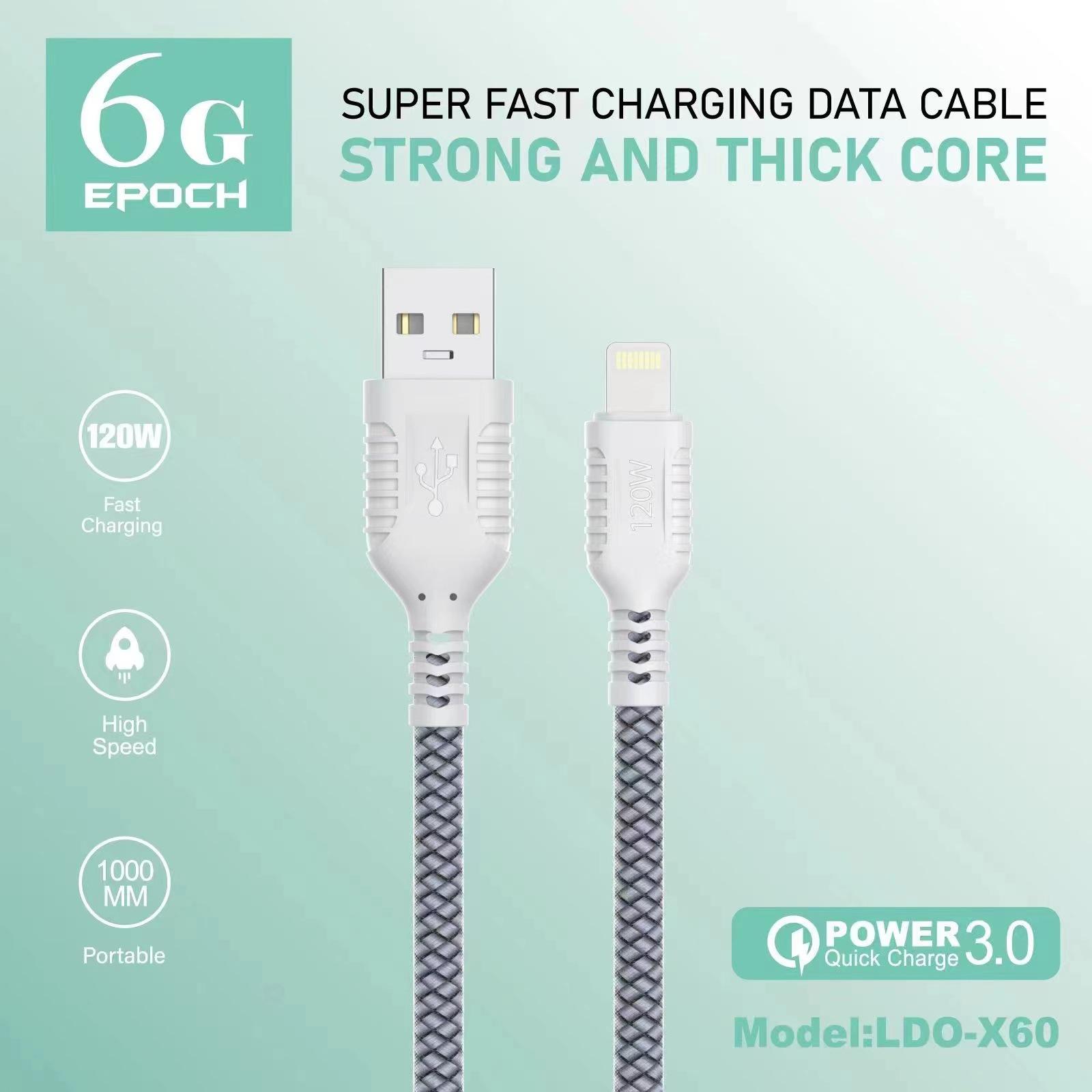 LDO-X60 New Woven Fast Charge Data Cable Support I5 Android TC Smartphone Qc3.0 Delivery Supported