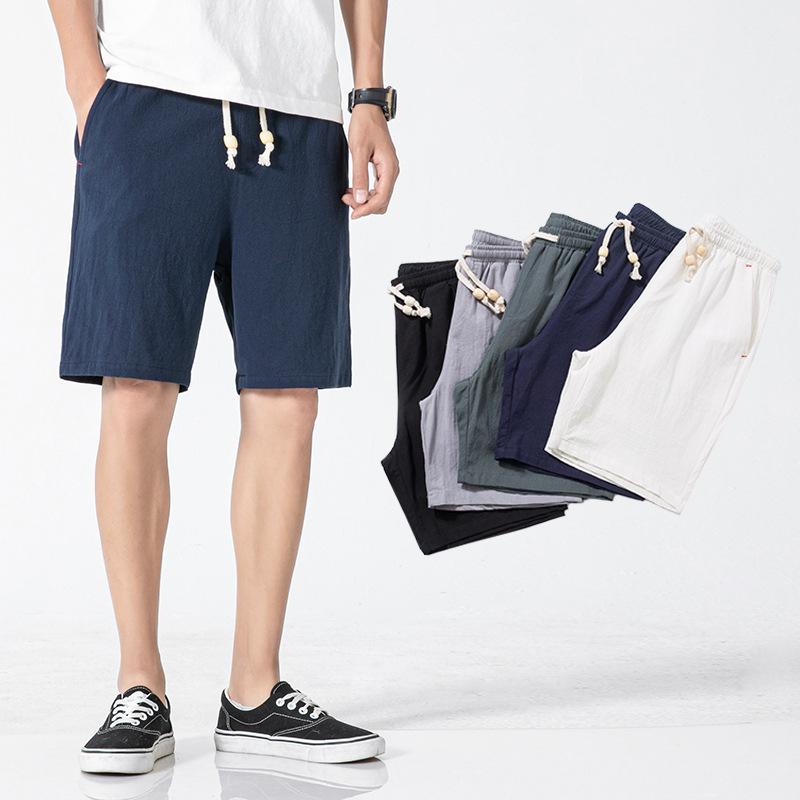men's shorts summer versatile plus size beach pants men's solid color casual shorts men's cotton and linen sports shorts men