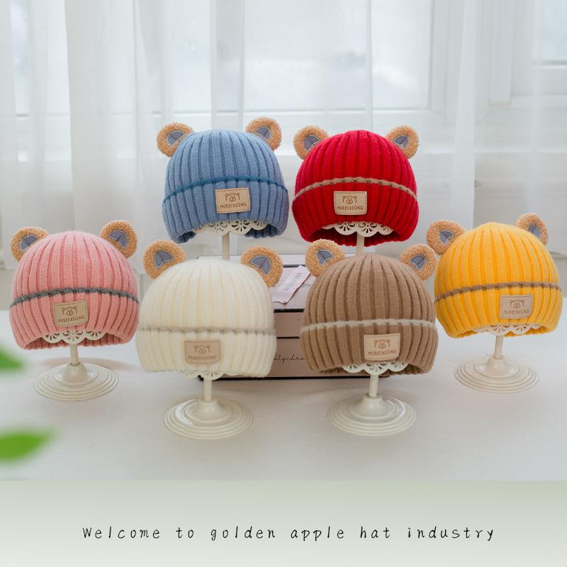 baby hat fall winter baby care fontanel hat keep baby warm wool boneless hat ear protection knitting bay hat