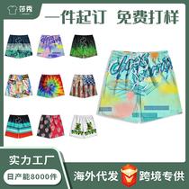 cross-border new hawaiian style beach pants fifth pants men's casual shorts four-sided stretch vacation west coast