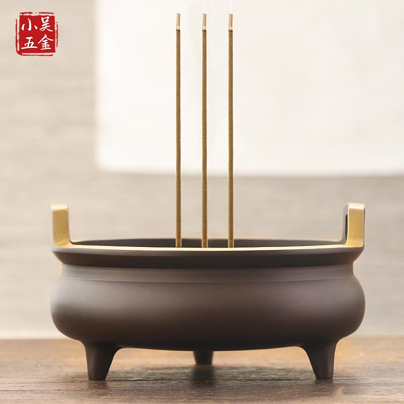 incense burner three feet copper incense burner pure copper ear punch xuande incense burner buddha worship incense burner sandalwood stove incense burner incense coil burner