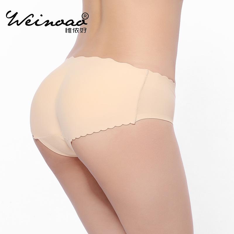 foreign trade body shaping one piece seamless butt-lift underwear breathable sponge mat fake butt low waist hip women's seamless underpants